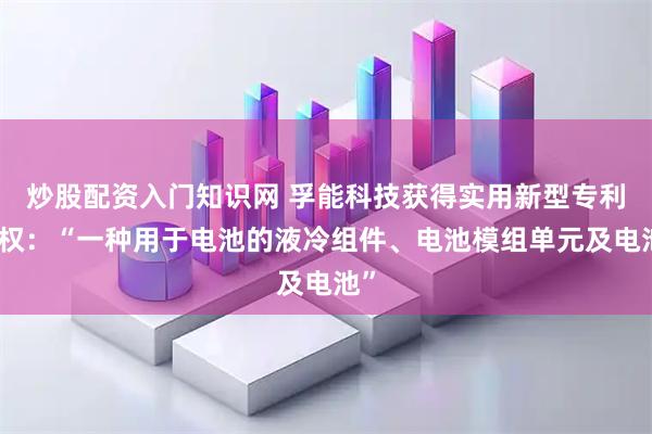 炒股配资入门知识网 孚能科技获得实用新型专利授权：“一种用于电池的液冷组件、电池模组单元及电池”